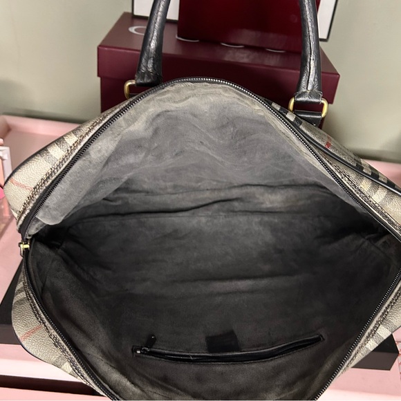 Burberry Nova Check Briefcase - Black, Gray, and Red - Picture 3 of 7